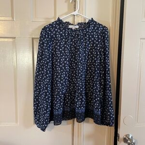 LOFT blue floral blouse- Size extra large